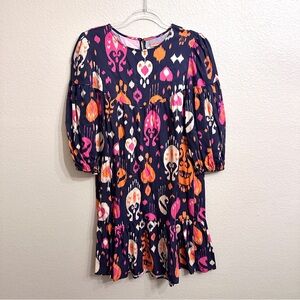 Vilagallo Navy and Pink Patterned Dress